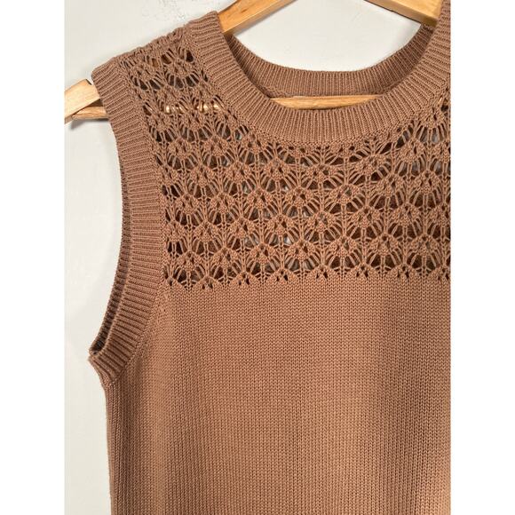 525 America Tori Sleeveless Knit Cotton Midi Dress Womens Size S Brown Airy - Picture 3 of 8